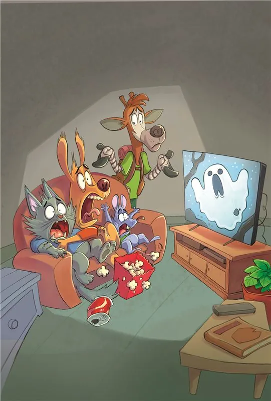 The cat, dog and rat who hate each other by day and watch horror movies together at night