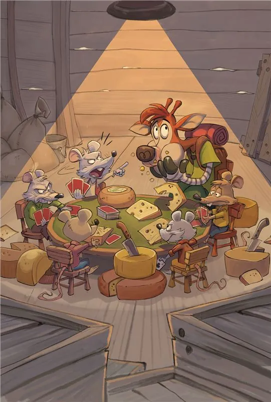 The mice running an underground card and cheese gambling den