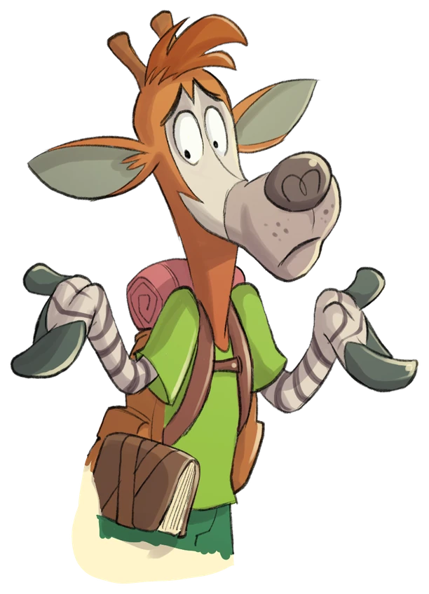 The Okapi mascot with a shocked expression